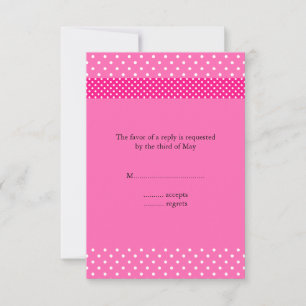 RSVP de puntos de polka blanco y rosado caliente