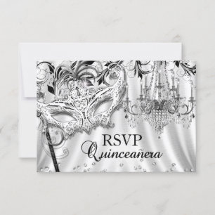 RSVP de Quinceañera de Máscara con Candilabro de P