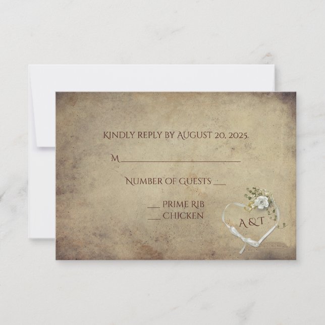 RSVP de ramo de rosas blancas vintage (Anverso)