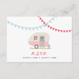 RSVP de remolque y boda de Bunting Retro Rosado