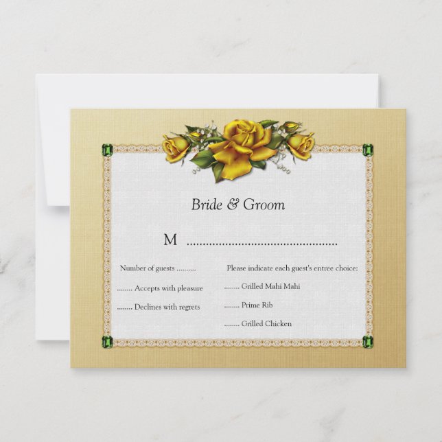 RSVP de rosas amarillas y esmeraldas (Anverso)