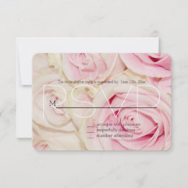 RSVP de rosas blancas rosadas de bonito