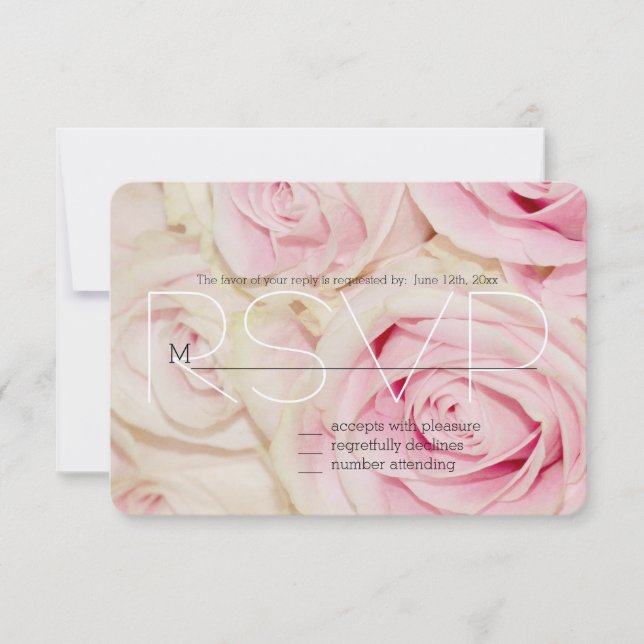 RSVP de rosas blancas rosadas de bonito (Anverso)