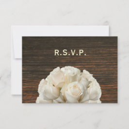 RSVP de Rosas Blancas y Bodas Rústicas Barnwood