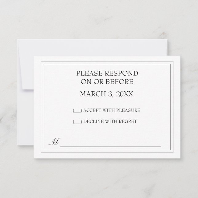 RSVP de simple boda negra (Anverso)