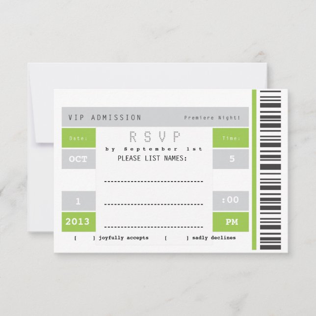 RSVP de Stub de boletos de concierto (Anverso)