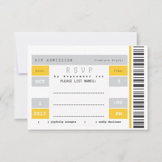 RSVP de Stub de boletos de concierto (Anverso)