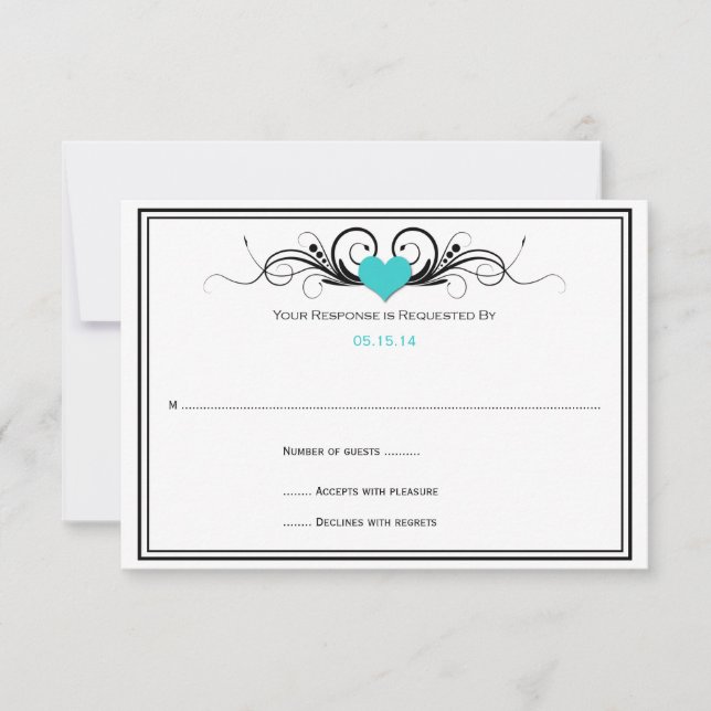 RSVP de Swirls Black Heart verde azulado (Anverso)