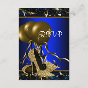 RSVP de tacón alto azul y dorado para mujer