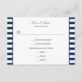 RSVP de tema náutico de rayas blancas y azules