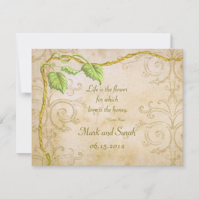 RSVP de vintage Scrolls y Vine entrelazado (Anverso)