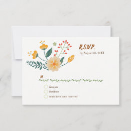 RSVP de zorros románticos y follaje floral rústico