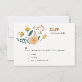 RSVP de zorros románticos y follaje floral rústico