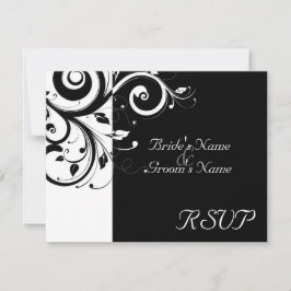 RSVP del Boda negro + blanco de marcha atrás