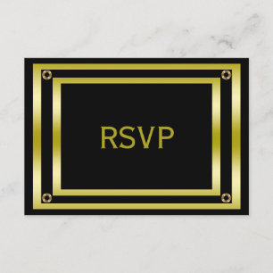 RSVP del hombre del negro elegante y del oro