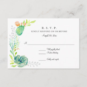 RSVP Desierto de acuarela simple moderno Cactus Fl