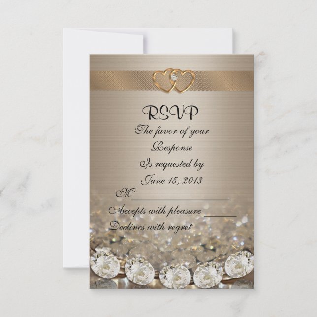 RSVP diamantes de tarjetas de respuesta de boda y  (Anverso)
