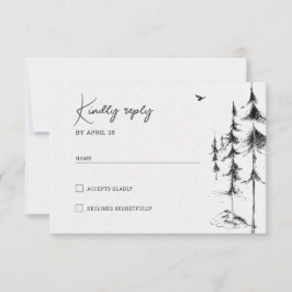 RSVP dibujado por la mano de los bosques de montañ
