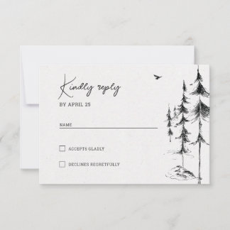 RSVP dibujado por la mano de los bosques de montañ