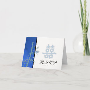 RSVP - Doble Felicidad Azul Asiático Tarjeta de Co
