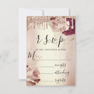 RSVP Drips Boda Florales Rosa Burdeos Marsala