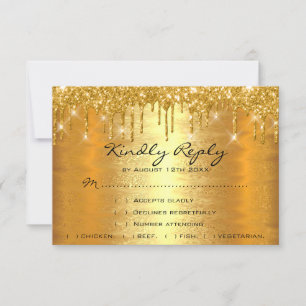 RSVP Drips Gold Spark Boda Aniversario de bodas Nu