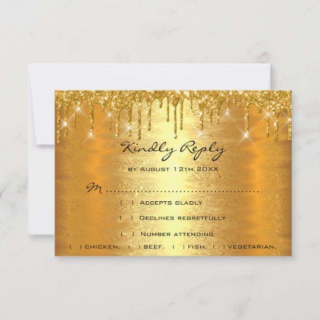 RSVP Drips Gold Spark Boda Anniversary Lux (Anverso)