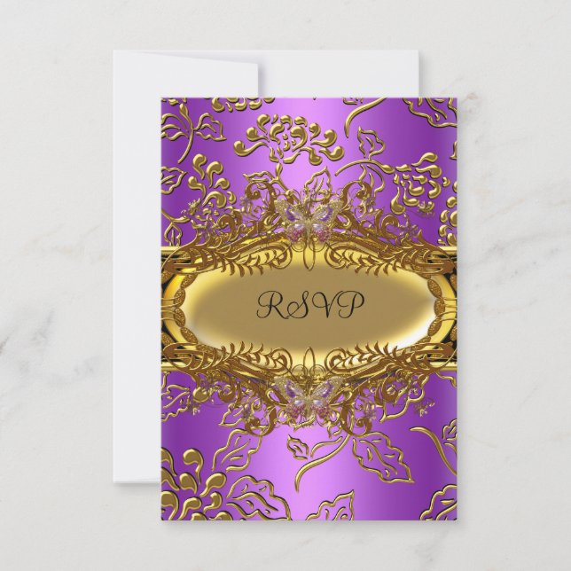 RSVP Dulce Dieciséis Damask Purple Gold Black (Anverso)