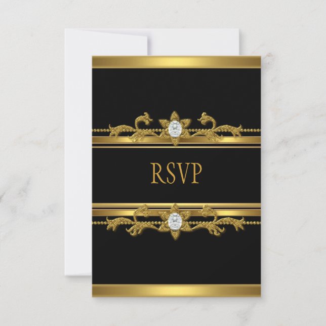 RSVP Elegant Black Gold Jewday (Anverso)
