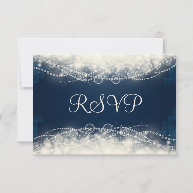 RSVP Elegant Lace y Perlas en azul oscuro (Anverso)