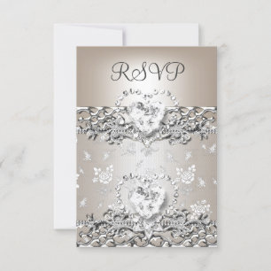 RSVP Elegant Wedant Crema plateada Diamante Corazó