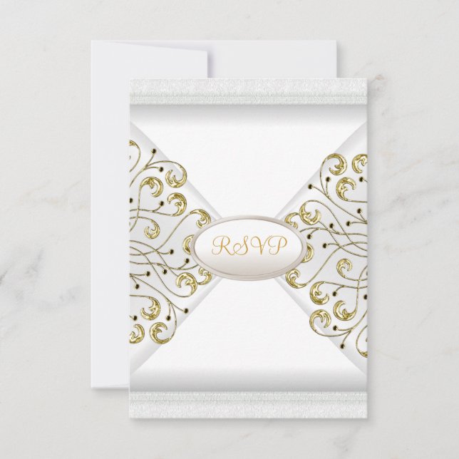 RSVP Elegante Aniversario de la Boda Oro Blanco (Anverso)