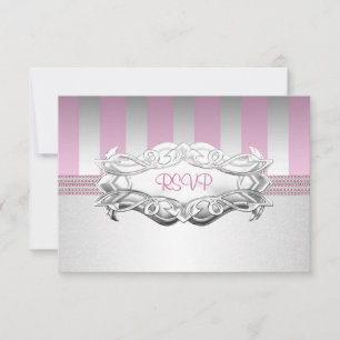 RSVP Elegante Blanco Rosa Raya Perla Cumpleaños 2