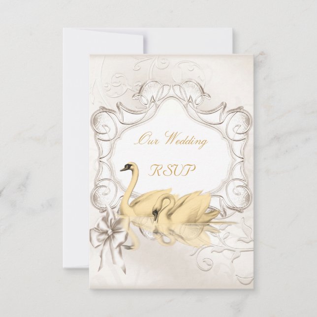 RSVP Elegante Boda Blanco Dorado Crema Conjunto de (Anverso)