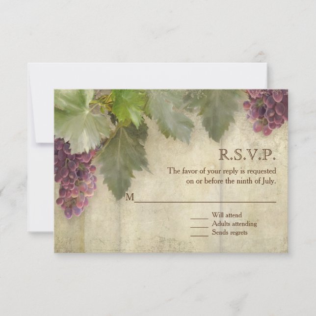 RSVP Elegante Boda de bodega de viñedos rústicos (Anverso)