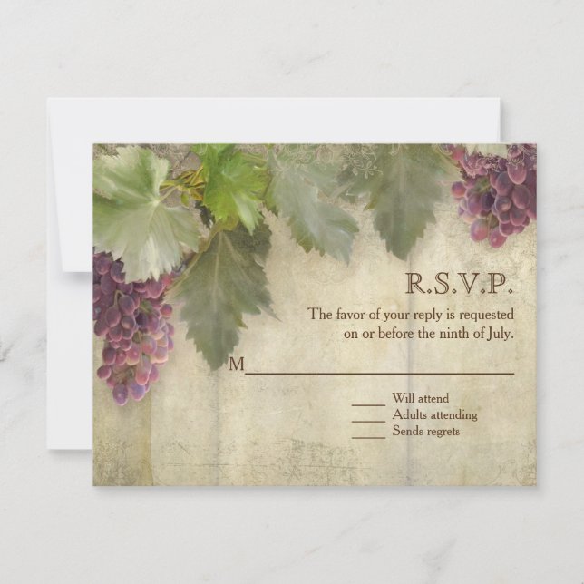 RSVP Elegante Boda de bodega de viñedos rústicos (Anverso)