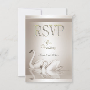 RSVP Elegante Bodas Cisnes Damasco Crema Blanco