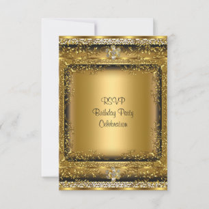 RSVP Elegante Cumpleaños Fiesta Joya Oro Negro Cre