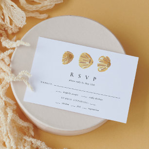 RSVP elegante de boda minimalista con conchas de m