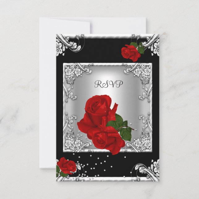 RSVP Elegante Fiesta de Cumpleaños 50 Rojo Rosa Pl (Anverso)