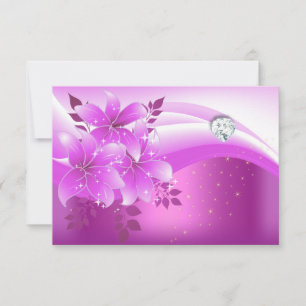 RSVP Elegante Floral Rosa Diamante Joya Fiesta