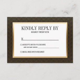 RSVP   Elegante geométrico formal de oro sobre neg