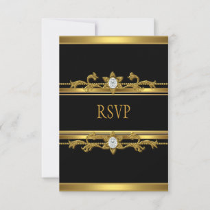 RSVP Elegante Negro Diamante Joyero Cumpleaños