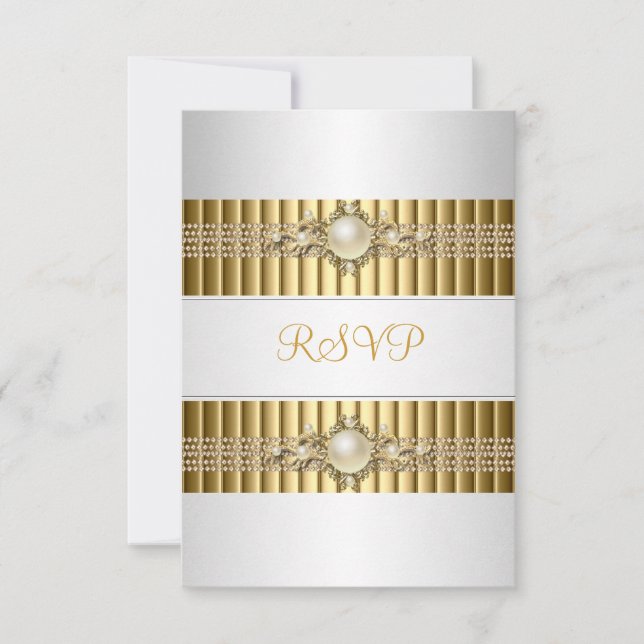 RSVP Elegante Perla Blanca Cadena de Oro Cumpleaño (Anverso)