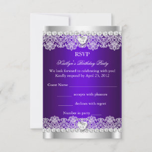 RSVP Elegante Tafetán de Seda de Encaje Púrpura Re