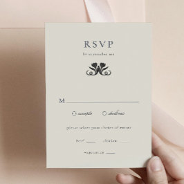 RSVP en blanco y negro con tarjeta de cierre para