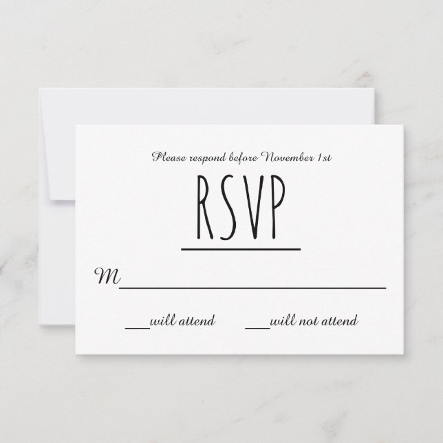 RSVP en blanco y negro - Tarjeta RSVP (Anverso)