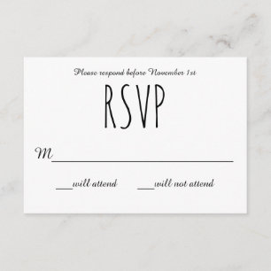 RSVP en blanco y negro - Tarjeta RSVP