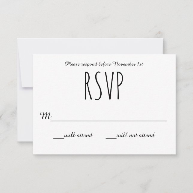RSVP en blanco y negro - Tarjeta RSVP (Anverso)