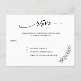 Rsvp en la postal española de boda